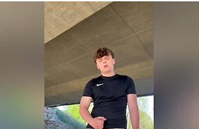 Risky Outdoor Cumshot In Hot Sport Clothing