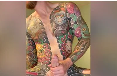 Tattooed Stud Jerks And Blows Huge Load