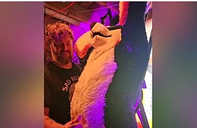 Blindfolded Canine Edged By Stepdaddy Bear Until He