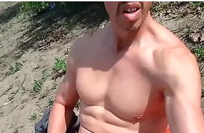 Muscle By A Lake Near People