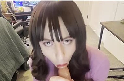 Sissy Crossdresser Sucks Dildo