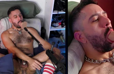October 2021 Ricky Cage Live Show - Cock-locked Superhero Takes Dicks in Ass and Mouth!