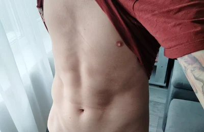 Morning Routine. Gentle Handsome Guy Whispers Gentle Words in Your Ear and Moans, Turning on so Bad Cumming