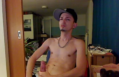 Sounding, smoking and big dildo in ass