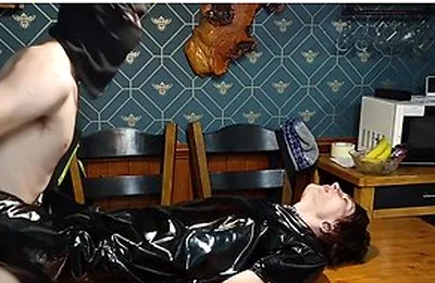 Shiny Pvc Emo Twink Fucked On The Kitchen Table